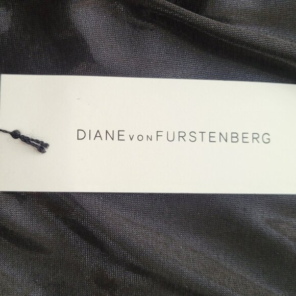Diane von Furstenberg Lesley Liquid Jersey Dress Black Wet Look NEW MSRP $373 - Picture 13 of 16